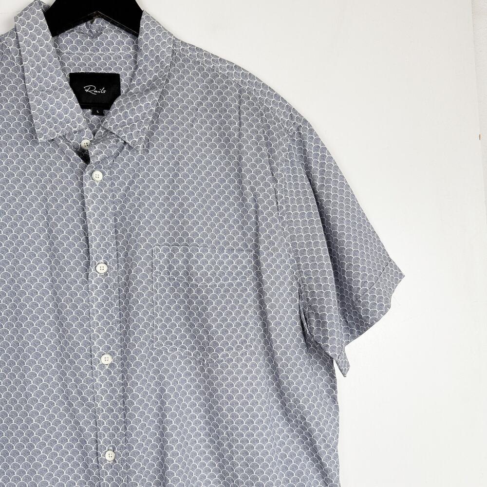 Rails Mens Carson Button Down Shirt Dot Armour Ink Blue Lyocell Blend - L - Picture 2 of 9